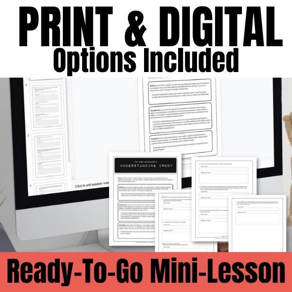 Types of Irony - Verbal, Situational, and Dramatic Irony Activity - Simply Novel