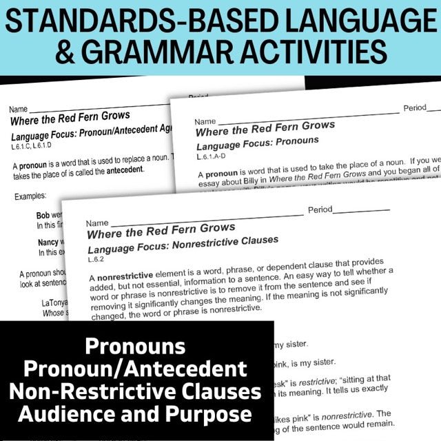 Where the Red Fern Grows Novel Study - 130+ No - Prep Pages, plus Task Cards - Simply Novel