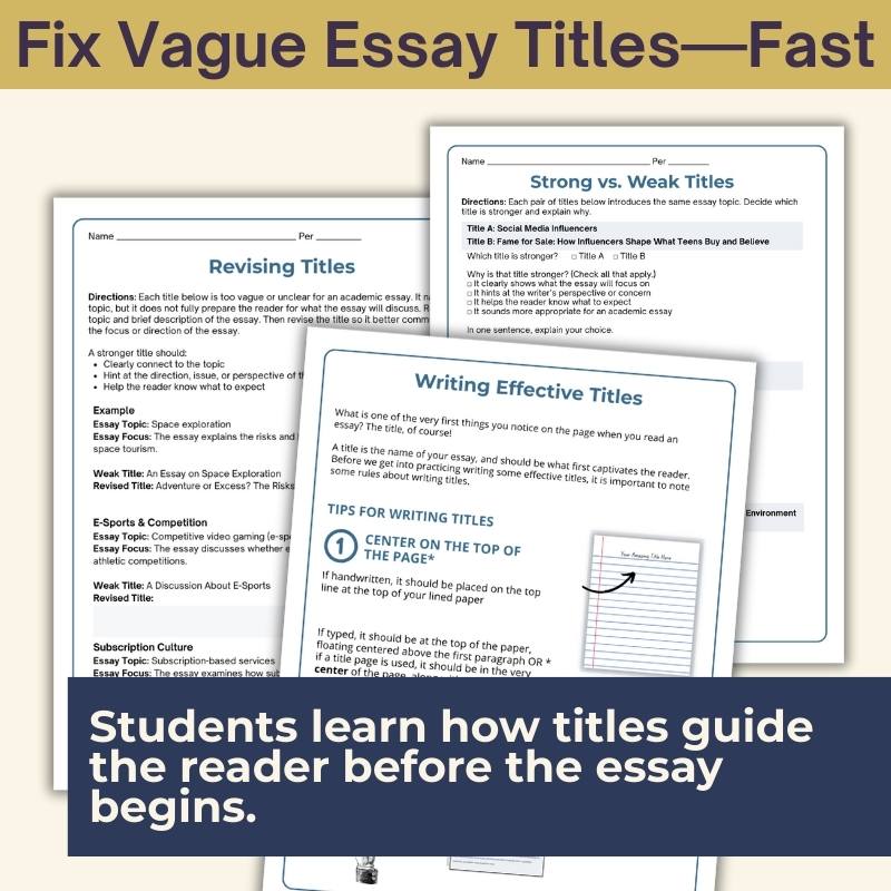 Writing Effective Essay Titles | Essay Writing & Structure Skills Activities - Simply Novel