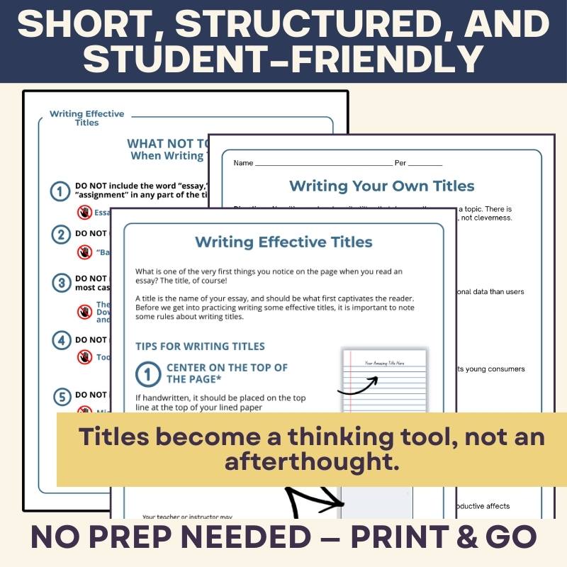 Writing Effective Essay Titles | Essay Writing & Structure Skills Activities - Simply Novel