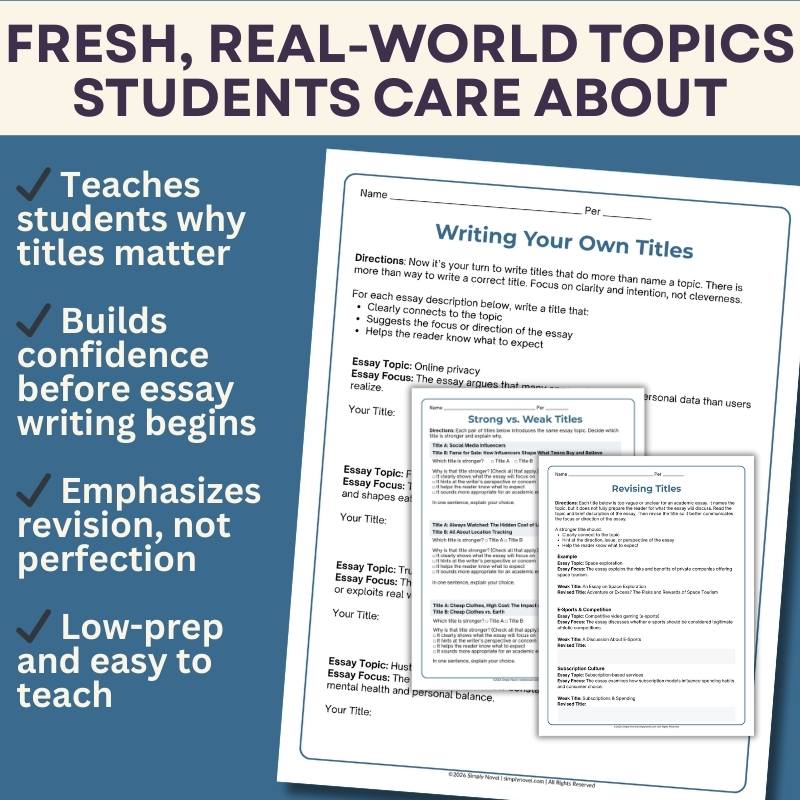 Writing Effective Essay Titles | Essay Writing & Structure Skills Activities - Simply Novel