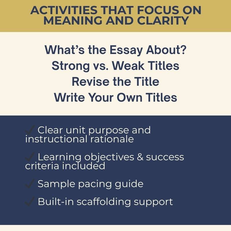 Writing Effective Essay Titles | Essay Writing & Structure Skills Activities - Simply Novel