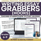 Writing Power - Packed Grabbers - Essay Hooks, Leads - Writing Lesson & Worksheets - Simply Novel