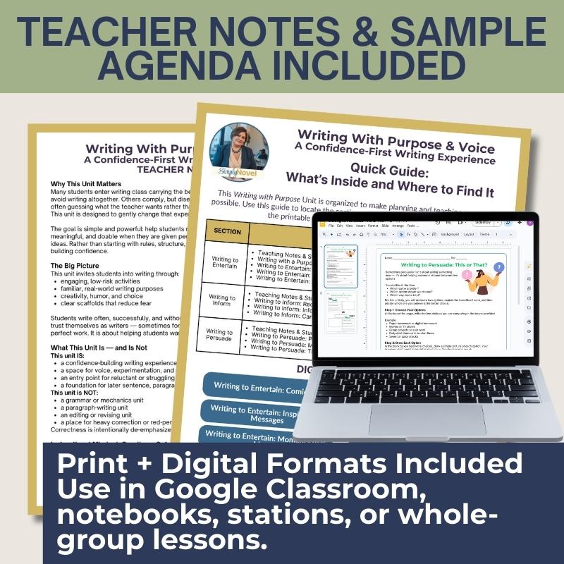 Writing with Purpose: Writing Activities to Entertain, Inform, and Persuade - Simply Novel