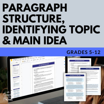 Writing Paragraphs - Structure, Main Idea and Topic Practice - Print & Digital