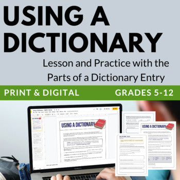 Using a Dictionary Entry Lesson Handout, Practice Identifying Parts of an Entry