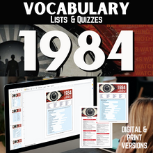 Load image into Gallery viewer, 1984 Novel Study Unit Resource: Vocabulary Lists, Terms &amp; Vocabulary Quizzes