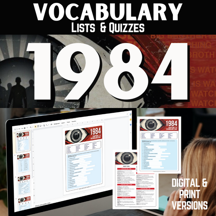 1984 Novel Study Unit Resource: Vocabulary Lists, Terms & Vocabulary Quizzes