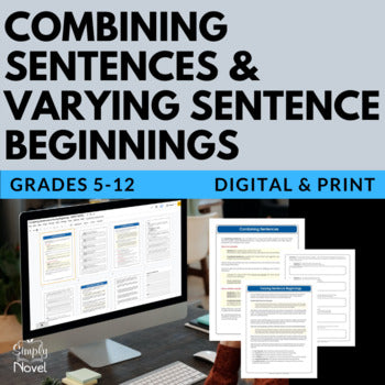 Sentence Combining & Varying Sentence Beginnings Handouts - Print & Digital