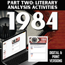Load image into Gallery viewer, 1984 Novel Study Literary Analysis &amp; Skills Practice Worksheets: Part TWO