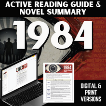 Load image into Gallery viewer, 1984 Novel Study - Active Reading Note-Taking Chart &amp; Novel Summary