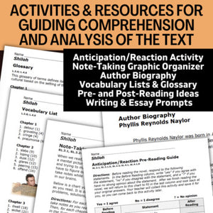Shiloh Novel Study - Over 100 No-Prep Pages, plus Question Task Cards