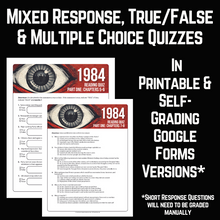 Load image into Gallery viewer, 1984 Novel Study Unit Assessments - Part One, Two &amp; Three Quizzes by Chapter