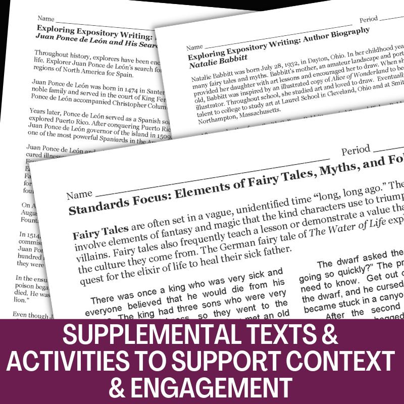 Tuck Everlasting Novel Study Unit -- 98-Page No Prep Teaching Guide