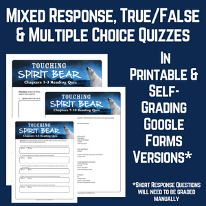 Touching Spirit Bear Novel Study Assessment - Chapter Reading Quizzes
