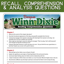 Load image into Gallery viewer, Because of Winn-Dixie Novel Study Reading Comprehension Chapter Questions