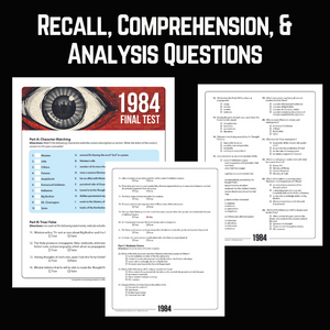 1984 Novel Study Unit Assessments - Two FINAL TESTS in both Print & Digital