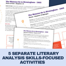Load image into Gallery viewer, The Watsons Go To Birmingham Novel Study - Literary Analysis Activities Pack