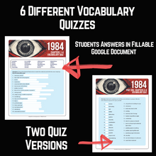 Load image into Gallery viewer, 1984 Novel Study Unit Resource: Vocabulary Lists, Terms &amp; Vocabulary Quizzes