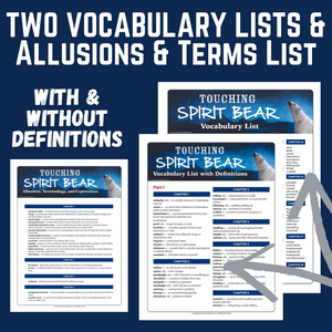 Touching Spirit Bear Novel Unit Study - Vocabulary Lists & Vocabulary Quizzes