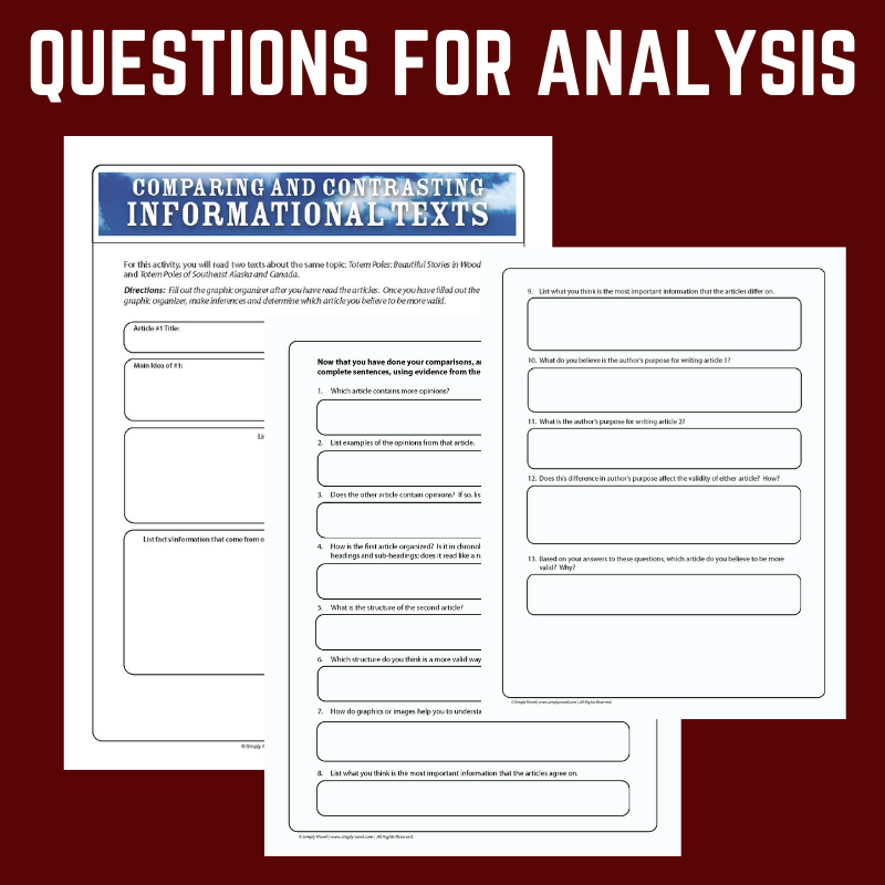 Totem Poles Informational Text Comparison Activity