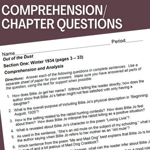 Out of the Dust Novel Study - 150 Page, No-Prep Teaching Guide