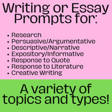 Load image into Gallery viewer, 101 Essay &amp; Writing Prompts for Spring | Middle &amp; High School Writing Topics