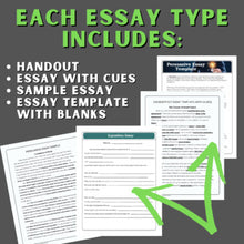 Load image into Gallery viewer, Expository, Persuasive, Cause/Effect Essay Templates with Handouts, Samples