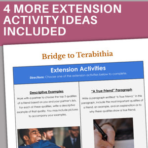 Bridge to Terabithia Novel Study - Friendship Anticipation, Extension Activities