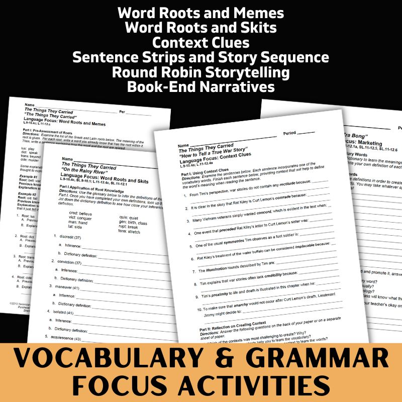 The Things They Carried Novel Study Unit BUNDLE - 150 Pages in PDF Format