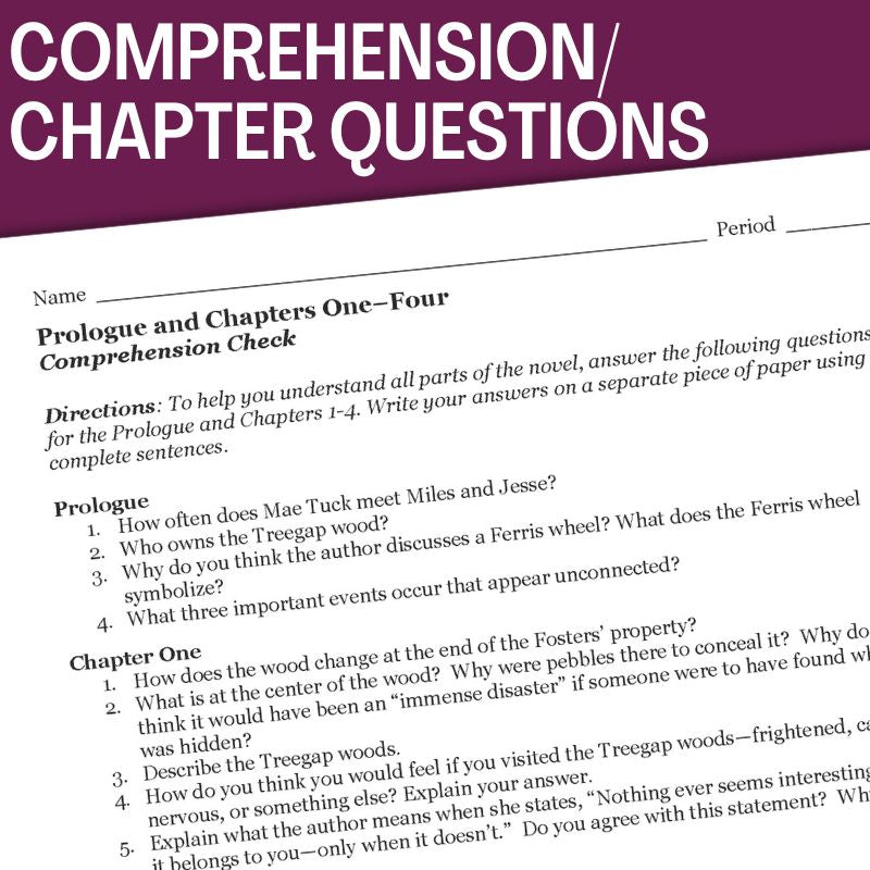 Tuck Everlasting Novel Study Unit -- 98-Page No Prep Teaching Guide