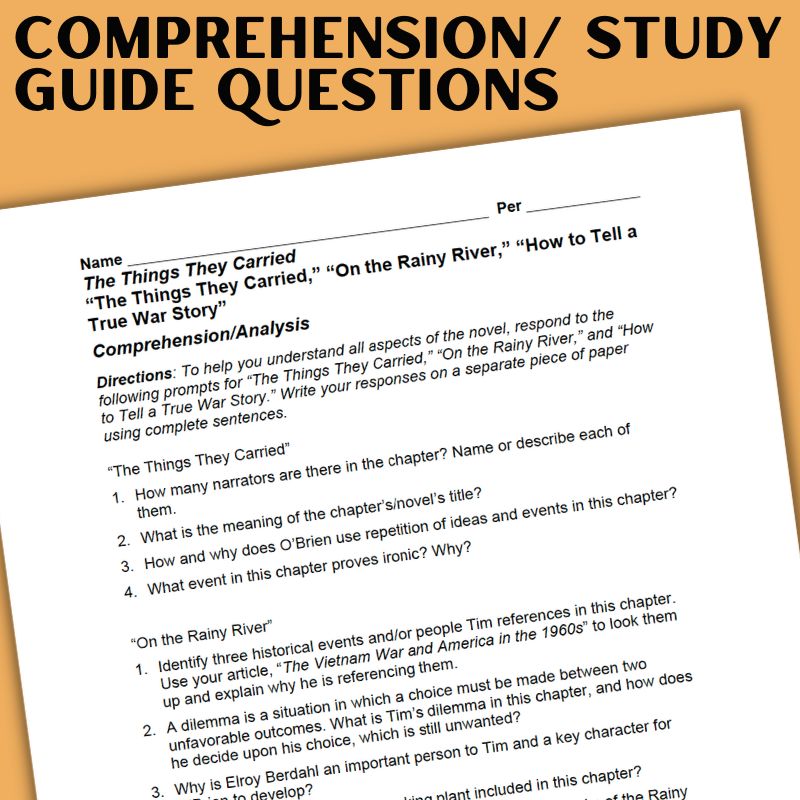 The Things They Carried Novel Study Unit BUNDLE - 150 Pages in PDF Format