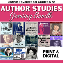Load image into Gallery viewer, Author Study *Growing Bundle* - Biographies of Favorite Authors for Grades 5-12
