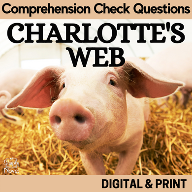 Charlotte's Web Novel Study Reading Comprehension Questions & Task Cards