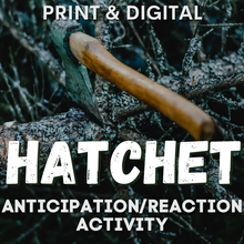 Load image into Gallery viewer, Hatchet Novel Study Anticipation &amp; Reaction, Pre-Reading &amp; Post-Reading