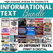 Load image into Gallery viewer, High-Interest Informational Text Articles &amp; Questions BUNDLE for Grades 5-8
