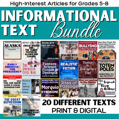 High-Interest Informational Text Articles & Questions BUNDLE for Grades 5-8