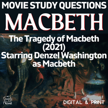 Load image into Gallery viewer, Macbeth Movie Analysis Questions 2021 Coen, Denzel Washington as Macbeth