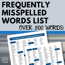 Load image into Gallery viewer, Frequently Misspelled Words List - Over 500 of the Most Misspelled Words Handout