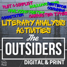 Load image into Gallery viewer, The Outsiders Novel Study Unit Standards-Based Literary Analysis Activities
