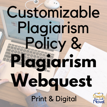 Load image into Gallery viewer, Customizable Plagiarism Policy &amp; Plagiarism, Copyright, Fair Use WebQuest