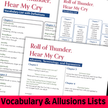 Load image into Gallery viewer, Roll of Thunder Hear My Cry Vocabulary &amp; Allusions Lists, Vocabulary Quizzes