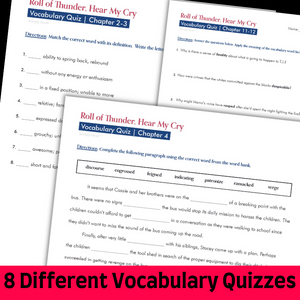Roll of Thunder Hear My Cry Vocabulary & Allusions Lists, Vocabulary Quizzes