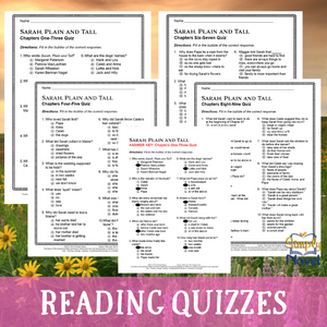 Sarah, Plain and Tall Novel Study Reading Quizzes - Print & Digital