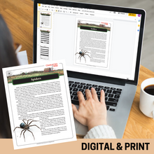 Load image into Gallery viewer, Spiders Informational Text Article &amp; Questions - Print &amp; Digital