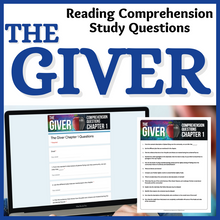 Load image into Gallery viewer, The Giver Novel Study Guide Chapter Comprehension &amp; Analysis Questions