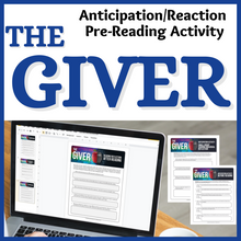 Load image into Gallery viewer, The Giver Anticipation/Reaction Pre- and Post-Reading Discussion &amp; Reflection