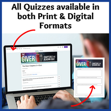Load image into Gallery viewer, The Giver Novel Study Chapter Assessments - Reading Quizzes - Print &amp; Digital