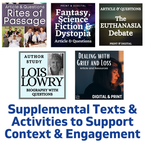 The Giver Novel Study Resource Unit BUNDLE - Over 200 Pages in Print & Digital