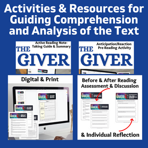 The Giver Novel Study Resource Unit BUNDLE - Over 200 Pages in Print & Digital